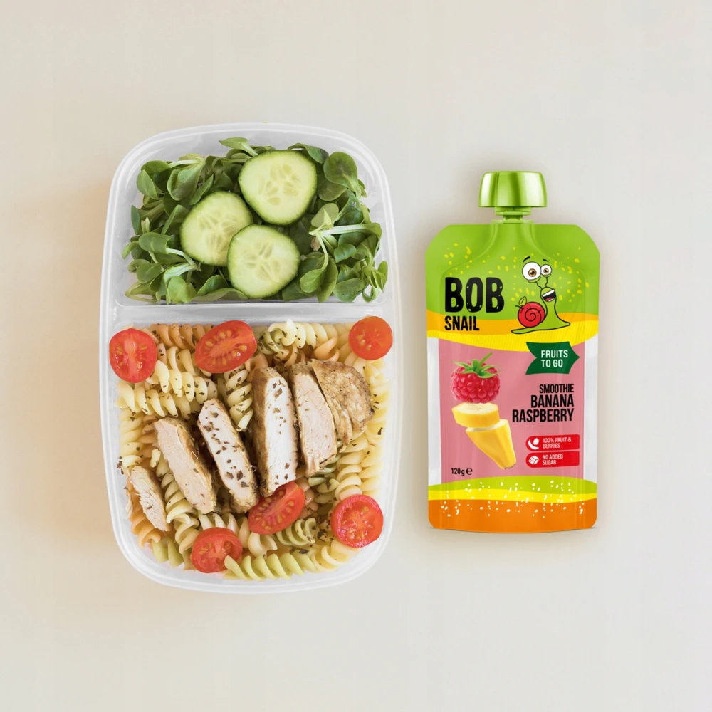 Vaisių putėsiai 100% vaisiai be pridėtinio cukraus BOB SNAIL Bananas Avietės 10x120 g