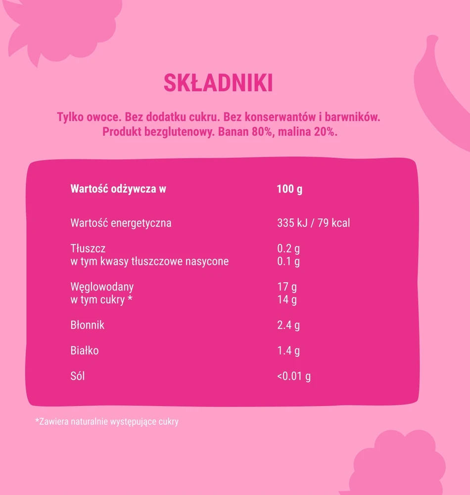 Vaisių putėsiai 100% vaisiai be pridėtinio cukraus BOB SNAIL Bananas Avietės 10x120 g