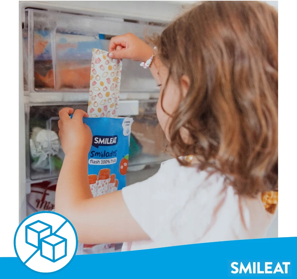 Vaisių putėsiai šaldymui BIO Braškių obuolių dantų ėdinimas SMILEAT 5x50g