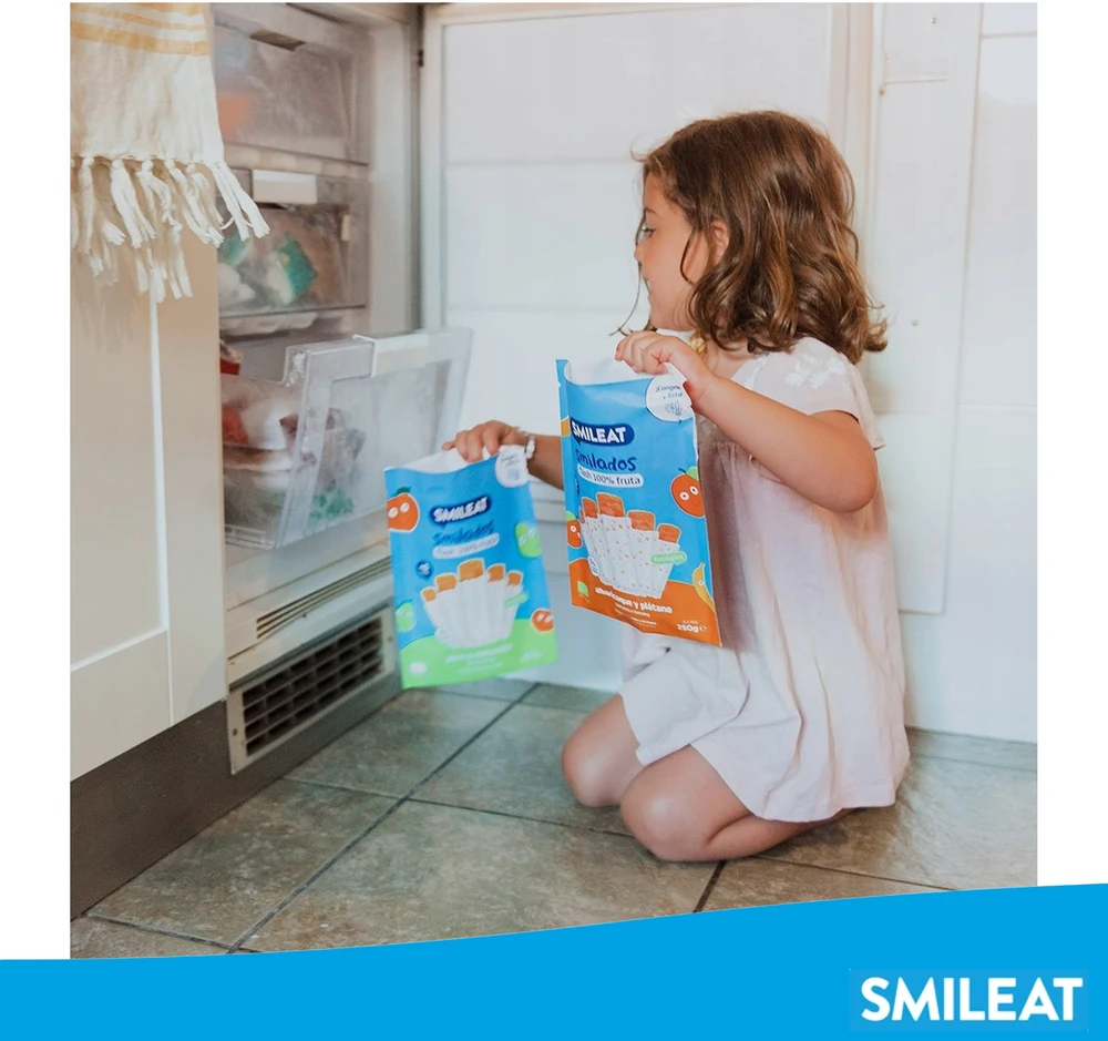 Vaisių putėsiai šaldymui BIO Braškių obuolių dantų ėdinimas SMILEAT 5x50g