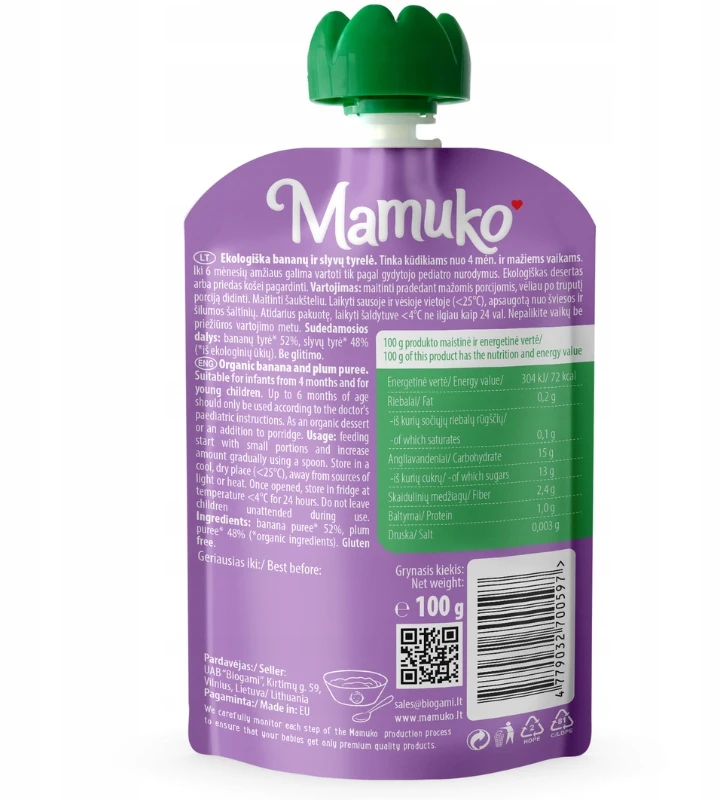 MAMUKO ekologiška bananų ir slyvų tyrelė