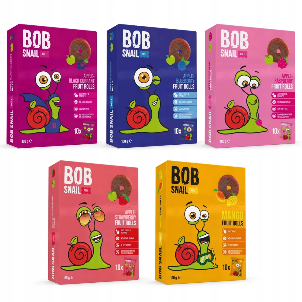 Vaisių suktinukų rinkinys 5 x 100 g Bob Sraigė 500g