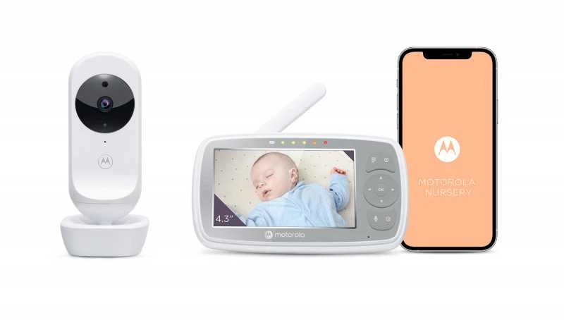 Kūdikio stebėjimo kamera Motorola VM44 4,3" HD, WIFI, Baltos/Pilkos spalvos