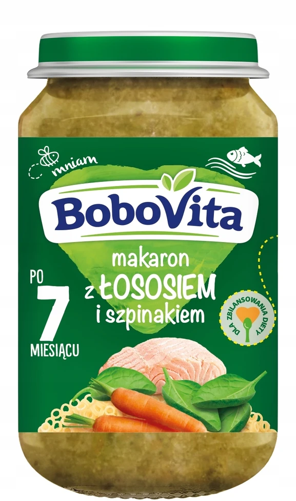 Vakarienė Bobovita makaronai su lašiša ir špinatais 190 g
