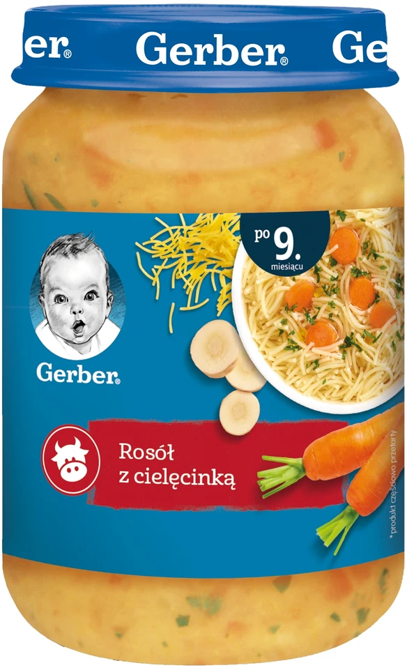 Vakarienė Gerber Pomidorų sultinys Spagečiai Daržovių mišinys 8x 190 g
