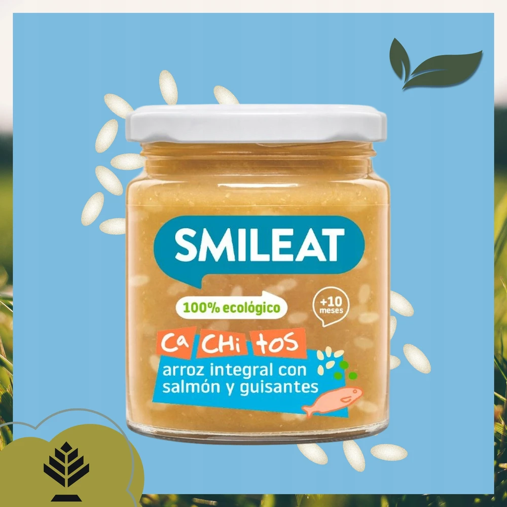 Vakarienė stiklainyje Smileat Ekologiška lašiša su žirneliais vaikams po 10M 230G
