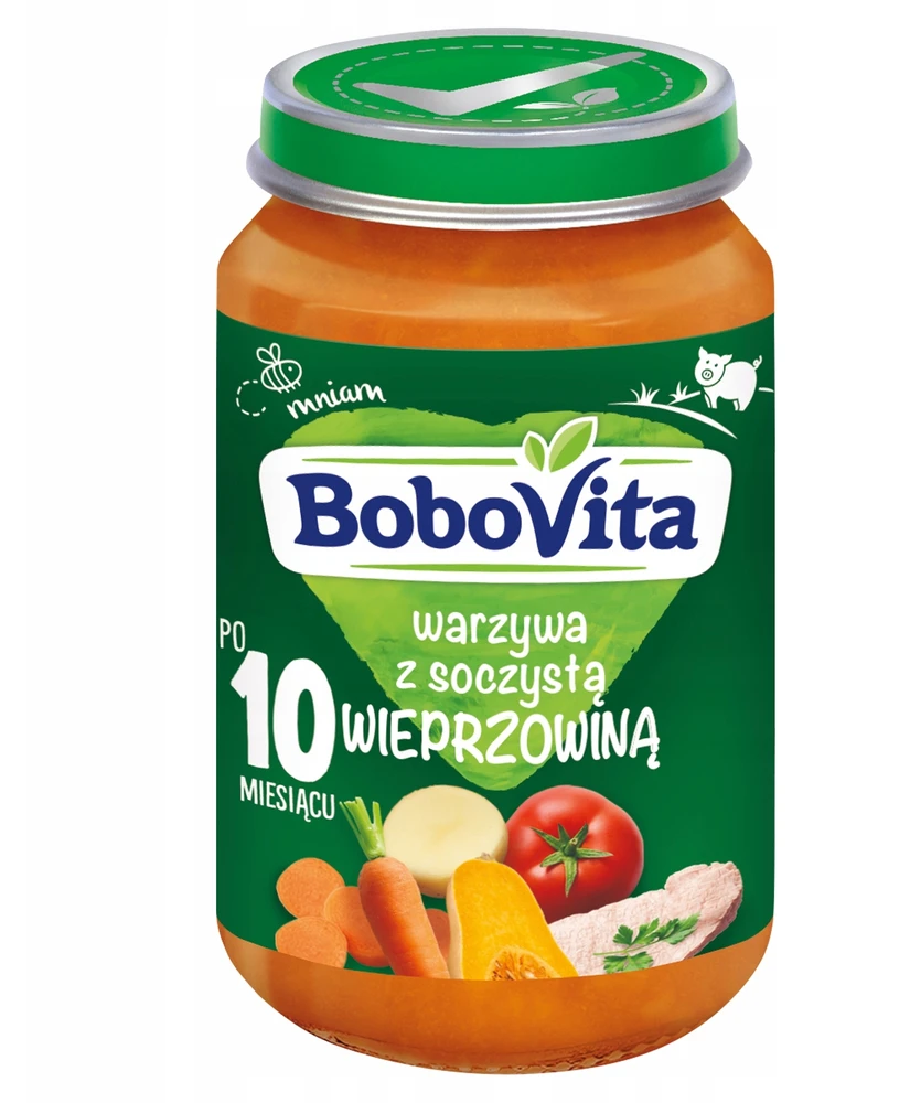 Vakarienė vaikams 10m+ Bobovita sultinga kiauliena su daržovėmis 190g