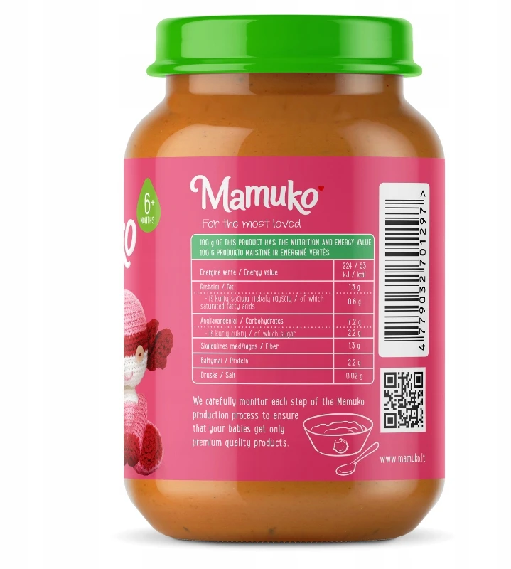 Vakarienė vaikams Ekologiška morkų bulvių jautiena 6m+ 190g Mamuko