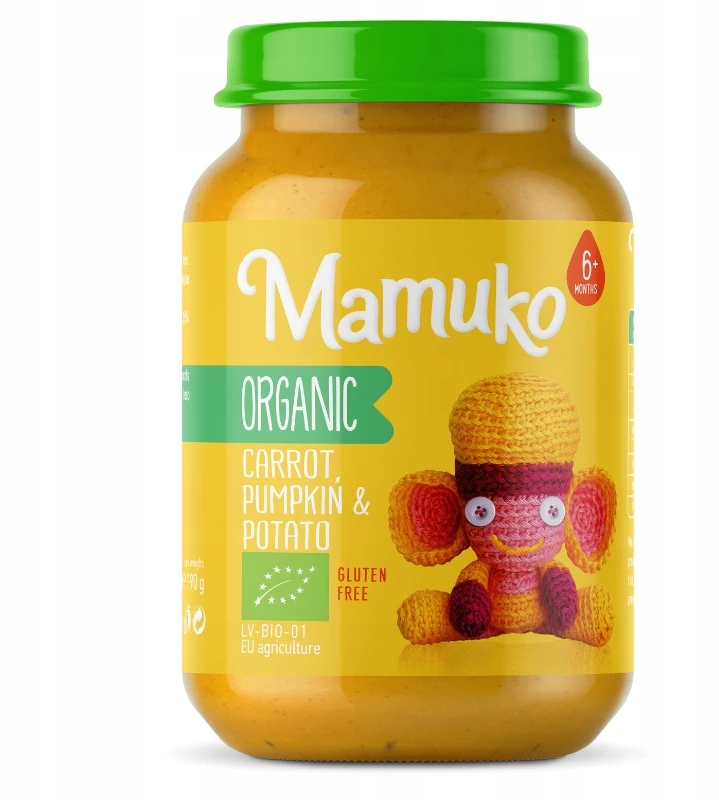 Vakarienė vaikams Ekologiška morkų moliūgų bulvė nuo 6m+ Mamuko 190g