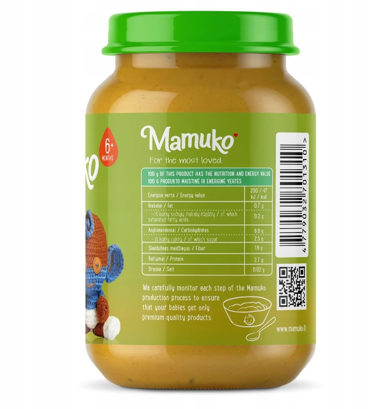 Vakarienė vaikams Ekologiška vištiena su morkomis ir bulvėmis 6m+ Mamuko