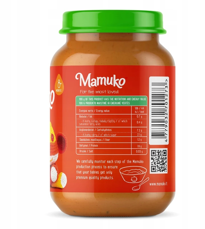 Vakarienė Vaikams Spagečiai su pomidorais ir mocarela nuo 6m+ Mamuko 190g