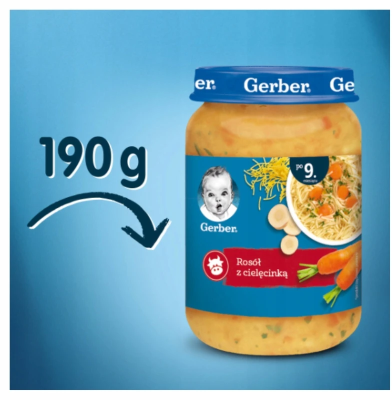 Vakarienė Vištienos sriuba su veršiena nuo 9 mėnesių 190 g Gerber