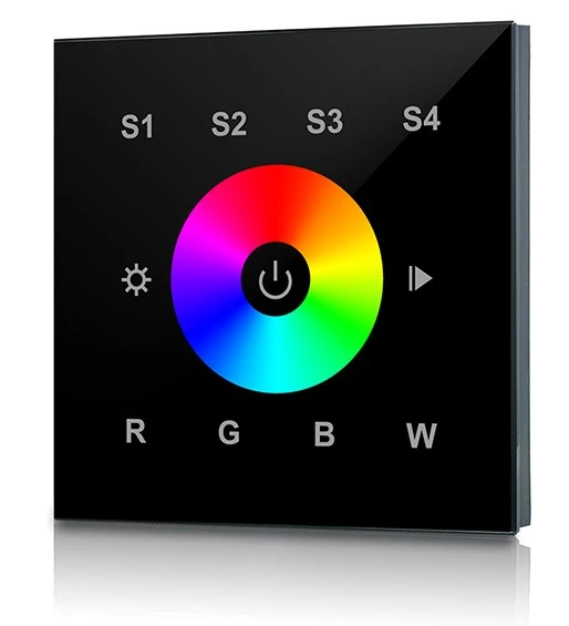 1 zonos RGBW LED juostų imtuvų Perfect RF įleidžiamas sieninis reguliavimo pultas LUXSONN LUX-2820B