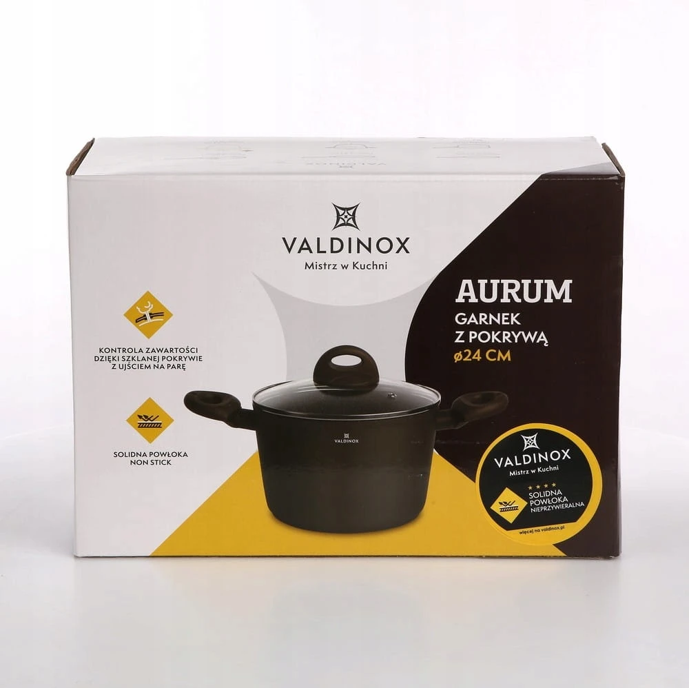 Valdinox Aurum puodas, skersmuo 24, su dangteliu, 6l