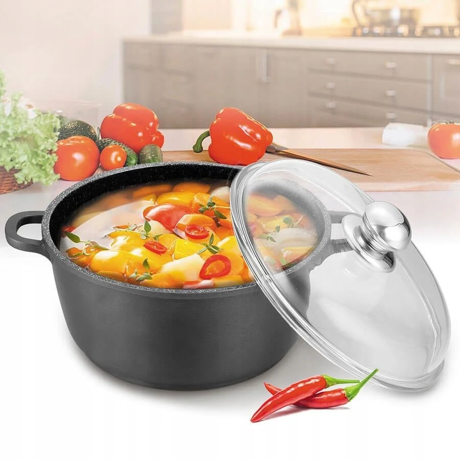 Maestro MR-4628C Puodas su dangčiu 28 cm 5,8 l Juodas