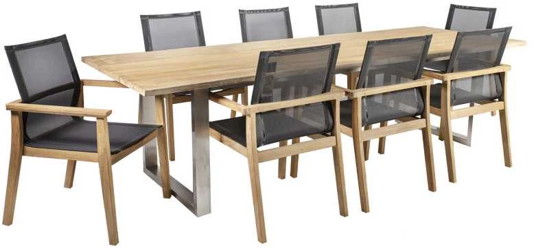 Lauko baldų komplektas Home4You Valgomojo baldų komplektas NAUTICA su 8 kėdėmis