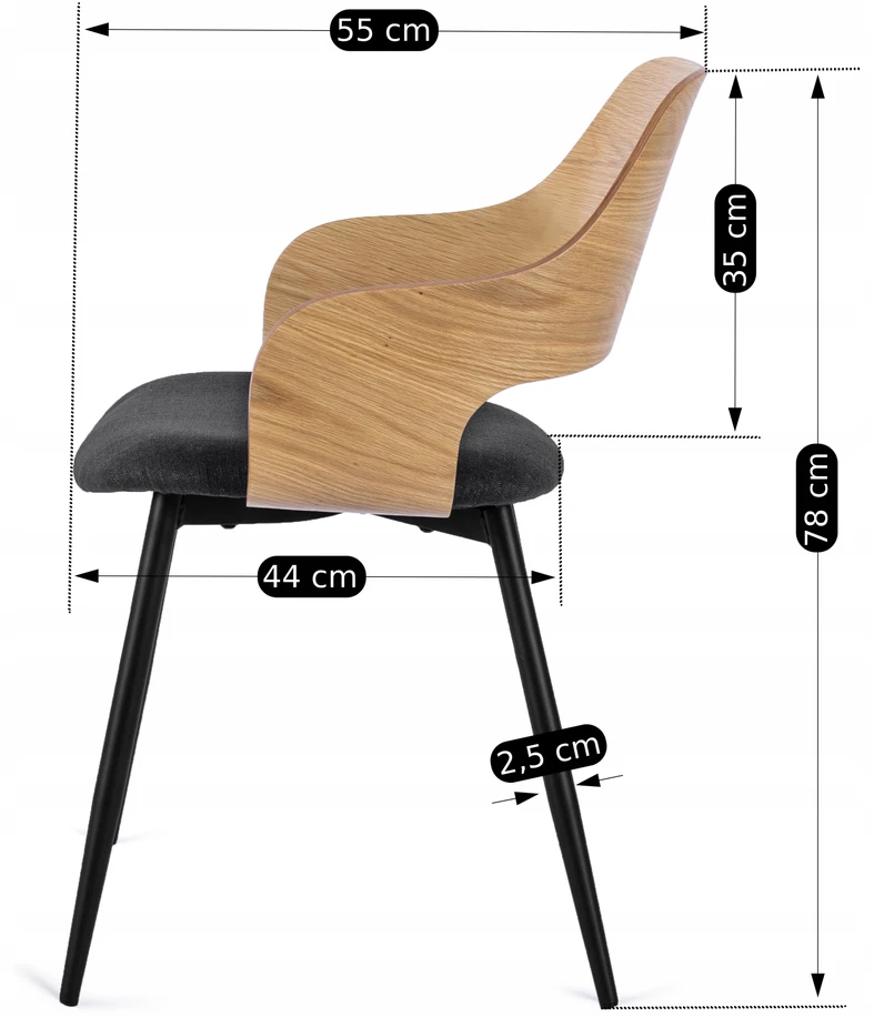 Mebel Elite Valgomojo kėdė, apmušta audiniu Virtuvė Svetainė Medinis ąžuolas ORBI