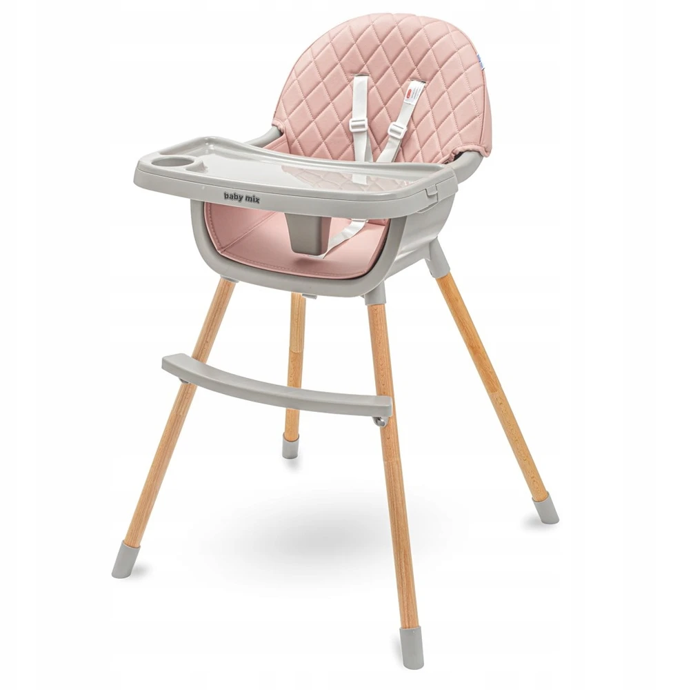 Valgomojo kėdė Baby Mix Freja medinė dulkiškai rožinė