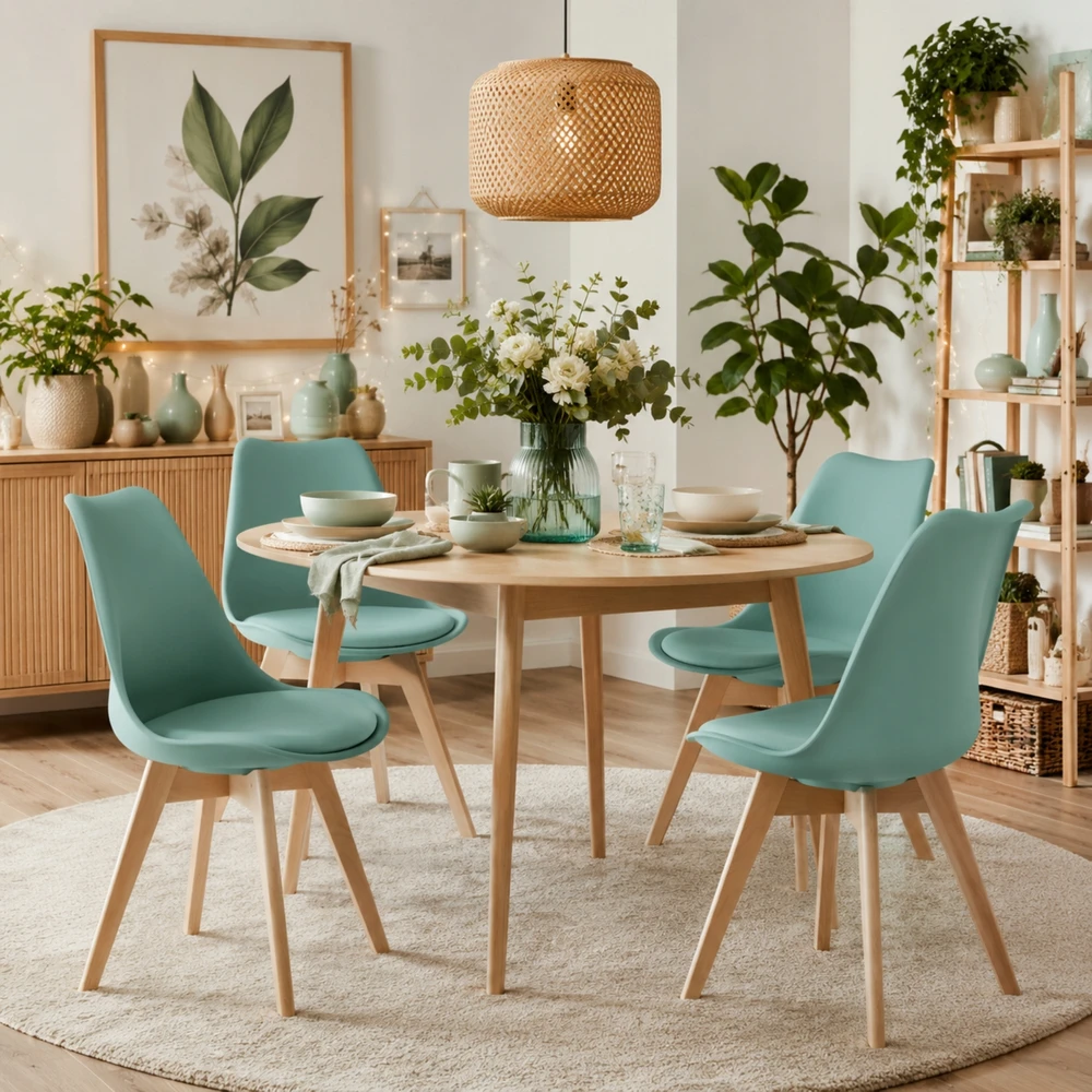 Valgomojo kėdės virtuvei 4 kėdžių rinkinys 81x49cm Mint Žalias