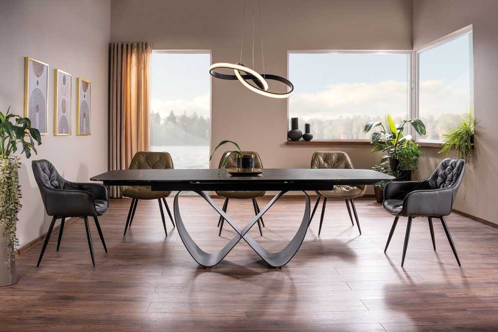 Signal Meble Valgomojo stalas INFINITY CERAMIC, 160-240x95x76 cm, juodas