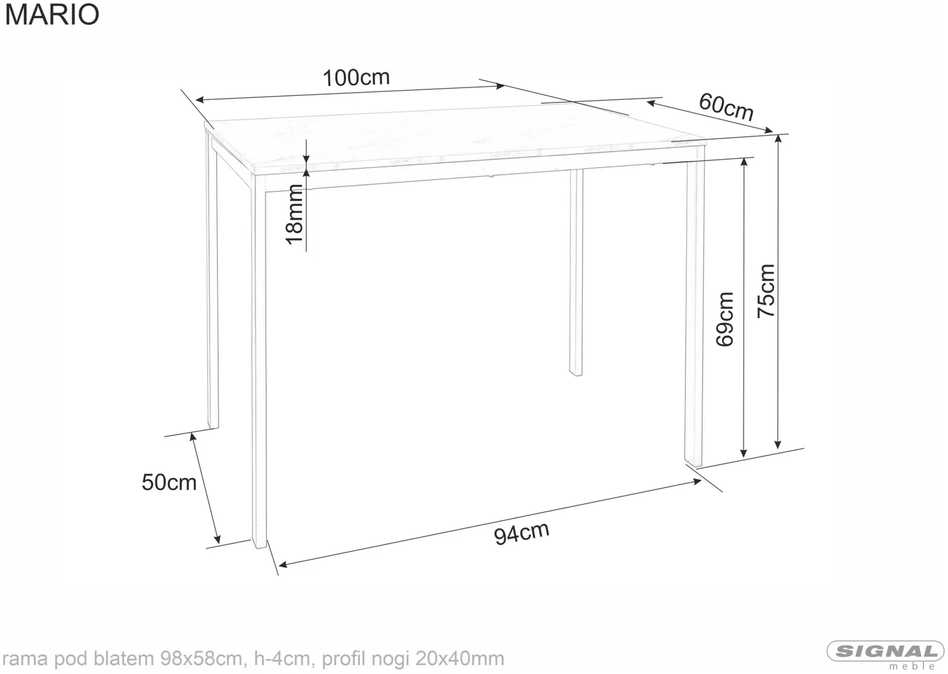 Signal Meble Valgomojo stalas Mario, 100 x 60 cm, juoda