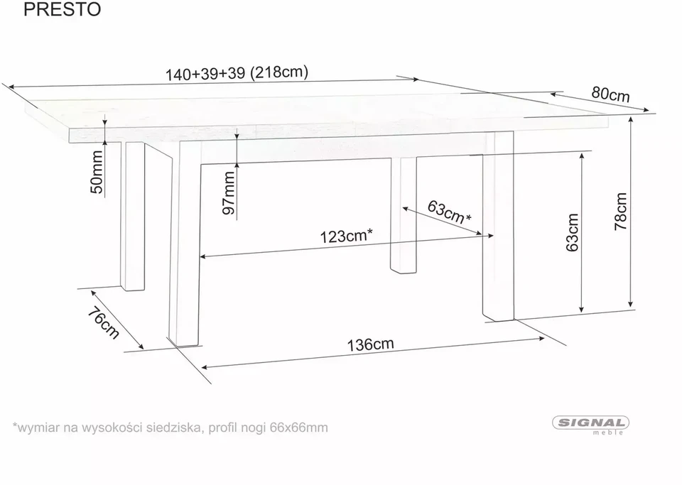 Signal Meble Valgomojo stalas SIGNAL Flip 80, 80(160)x80 x78 cm