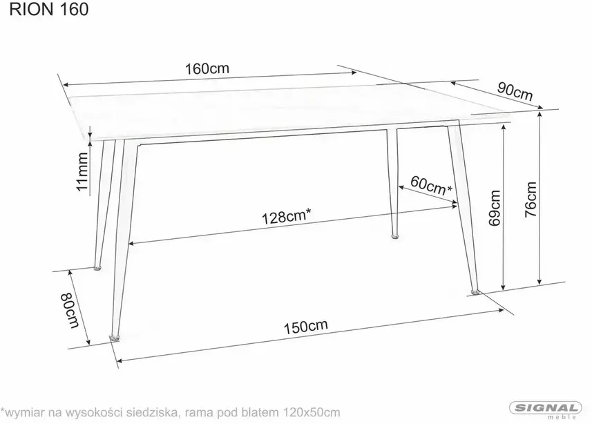 Signal Meble Valgomojo stalas SIGNAL Rion 160x90x76 cm, juoda