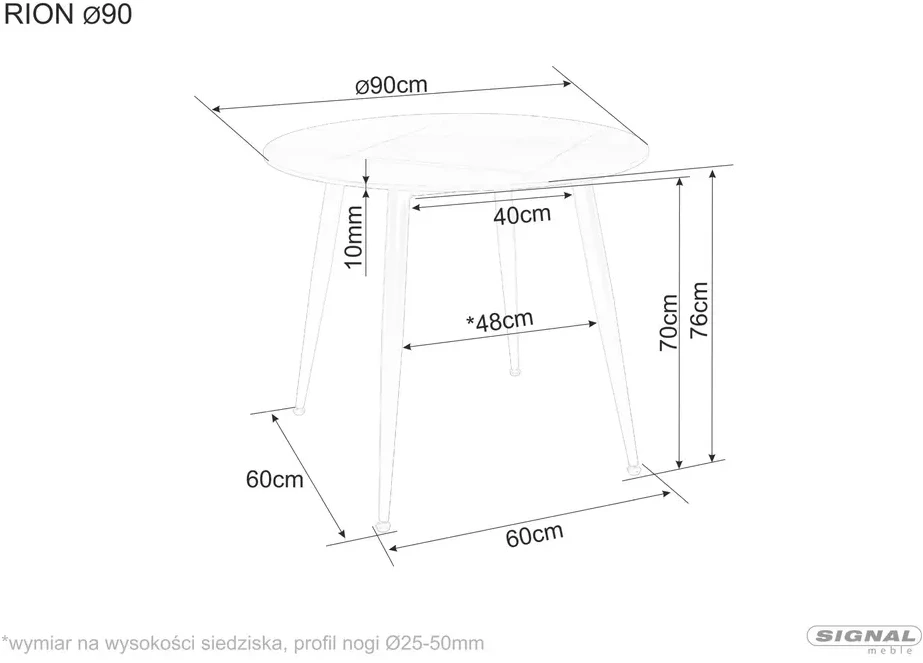 Signal Meble Valgomojo stalas SIGNAL Rion 90x90x76 cm, juoda