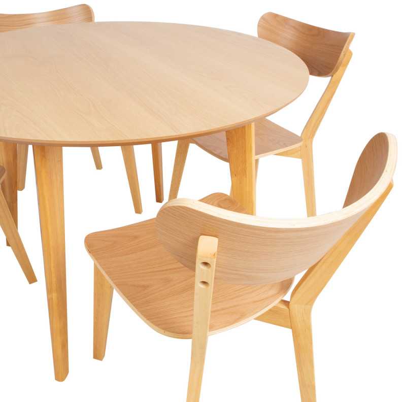 Fotelis Home4You Valgomojo stalo komplektas ROXBY apvalus stalas, 4 vnt