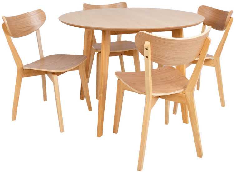 Fotelis Home4You Valgomojo stalo komplektas ROXBY apvalus stalas, 4 vnt