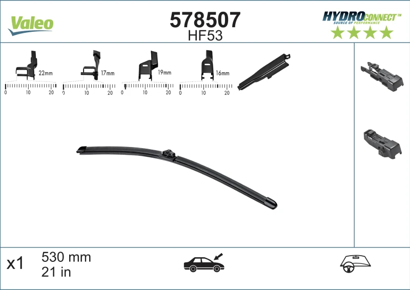 Valytuvas Valeo HydroConnect HF53, 530 mm