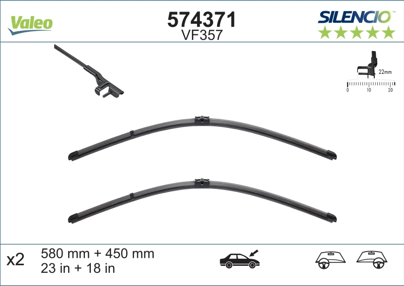 Valytuvai Valeo Silencio Xtrm 580/450mm