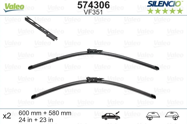 Valytuvų komplektas Valeo Silencio X.TRM OE VF351, 600/580 mm
