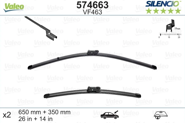 Valytuvų komplektas Valeo Silencio X.TRM OE VF463, 650/350 mm