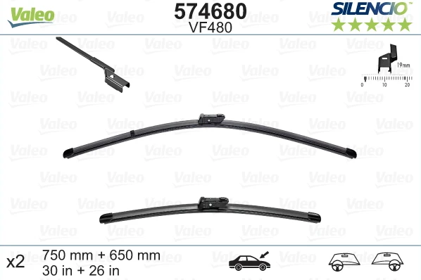 Valytuvai Valeo Silencio Xtrm 750/650mm