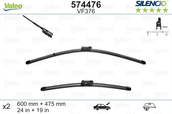 Valytuvų komplektas Valeo Silencio X.TRM OE VF376, 600/480 mm