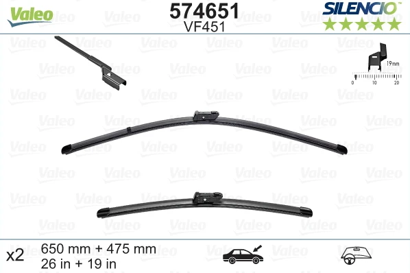 Valytuvų komplektas Valeo Silencio X.TRM OE VF451, 650/475 mm