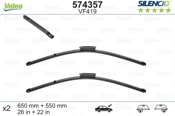 Valytuvų komplektas Valeo Silencio X.TRM OE VF419, 650/550 mm