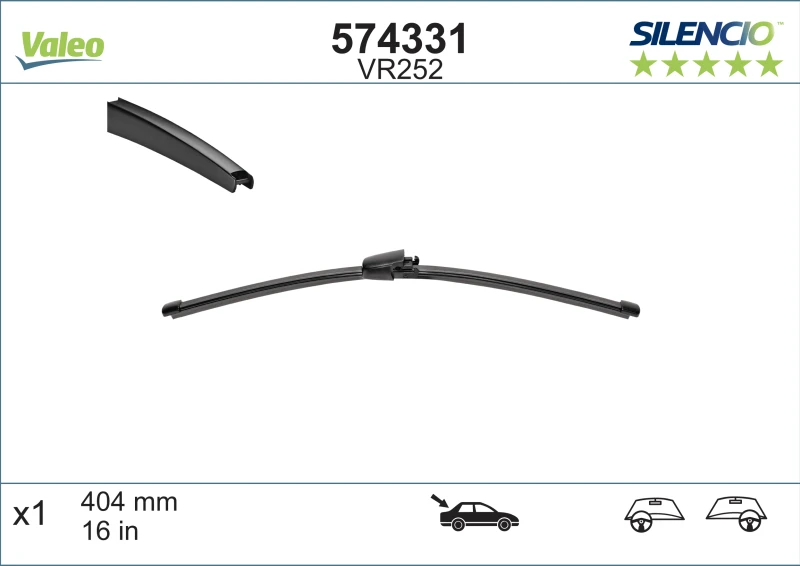 Galinis valytuvas Valeo Silencio X.TRM OE VR252, 404 mm