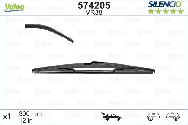 Galinis valytuvas Valeo Silencio Rear VR38, 300 mm