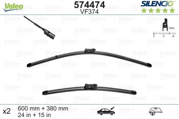 Valytuvų komplektas Valeo Silencio X.TRM OE VF374, 600/380 mm