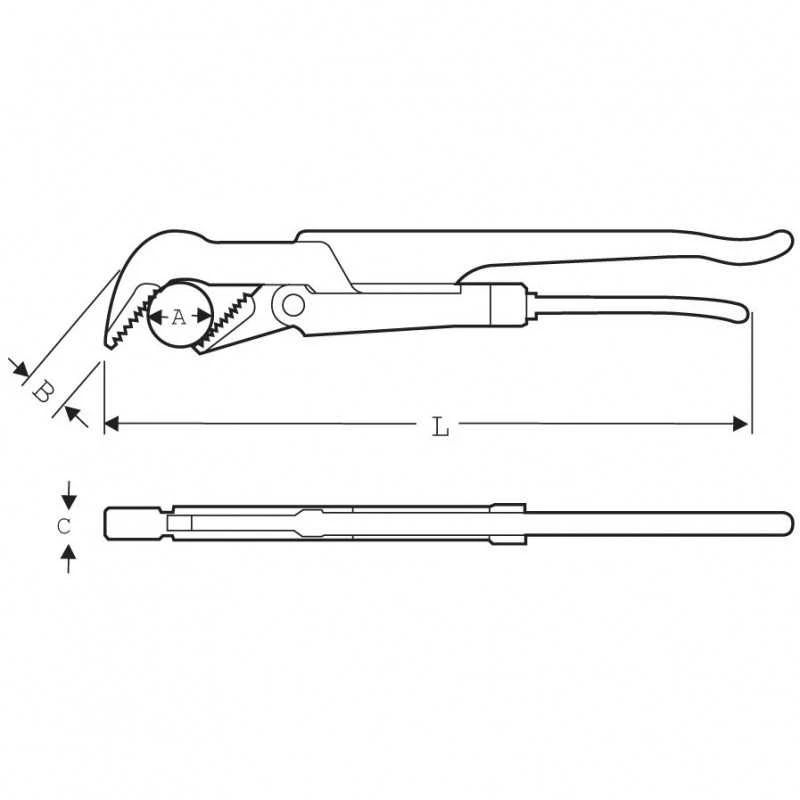 Vamzdinis raktas Super Ego 45º 1.1/2" (426 mm)