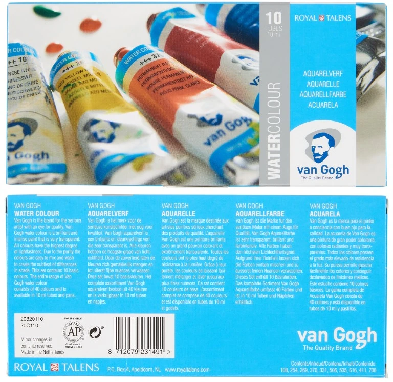 VAN GOGH akvarelinių dažų rinkinys 10 tūbelių po 10 ml