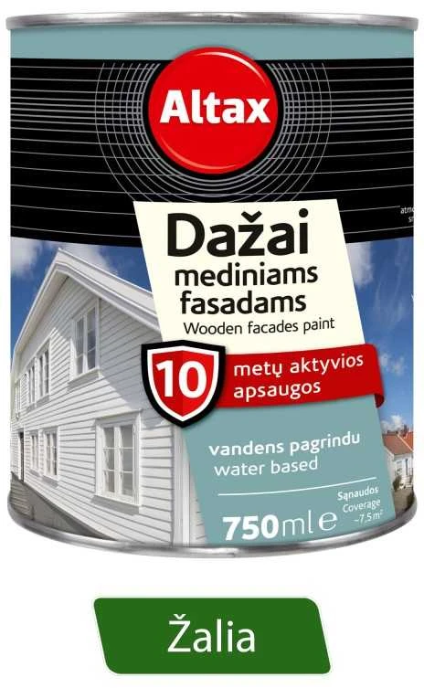 Medinių fasadų dažai ALTAX, žalia., 750 ml