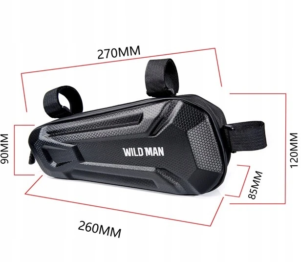 Vandeniui atspari dviračio rėmo krepšys Wildman Xt9, juodas, 3.5l