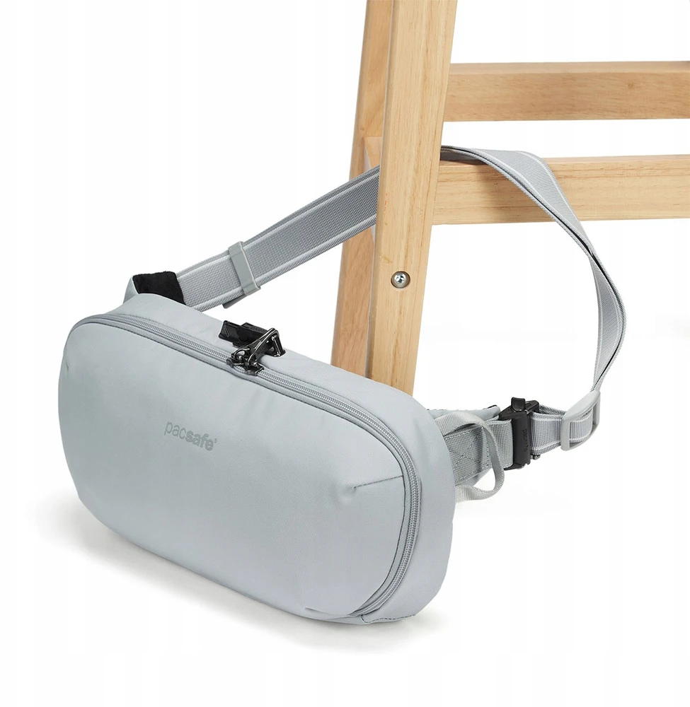 Vandeniui atspari nuo vagysčių apsaugota juosmens (sling) rankinė Pacsafe Metrosafe X Urban Sling, pilka, 5 l