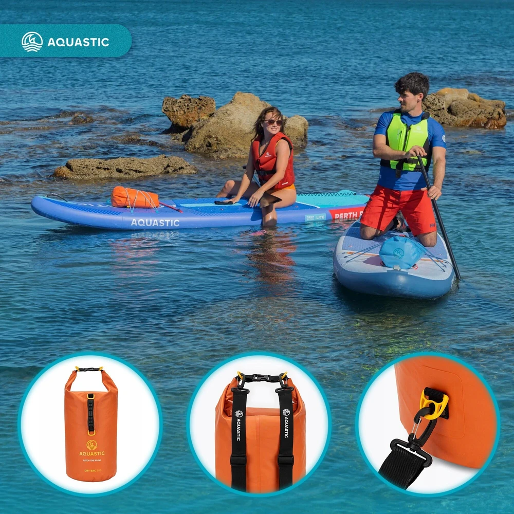 Vandeniui atsparus AQUASTIC Dry Bag 30l PVC oranžinis Valcuotas užsegimas
