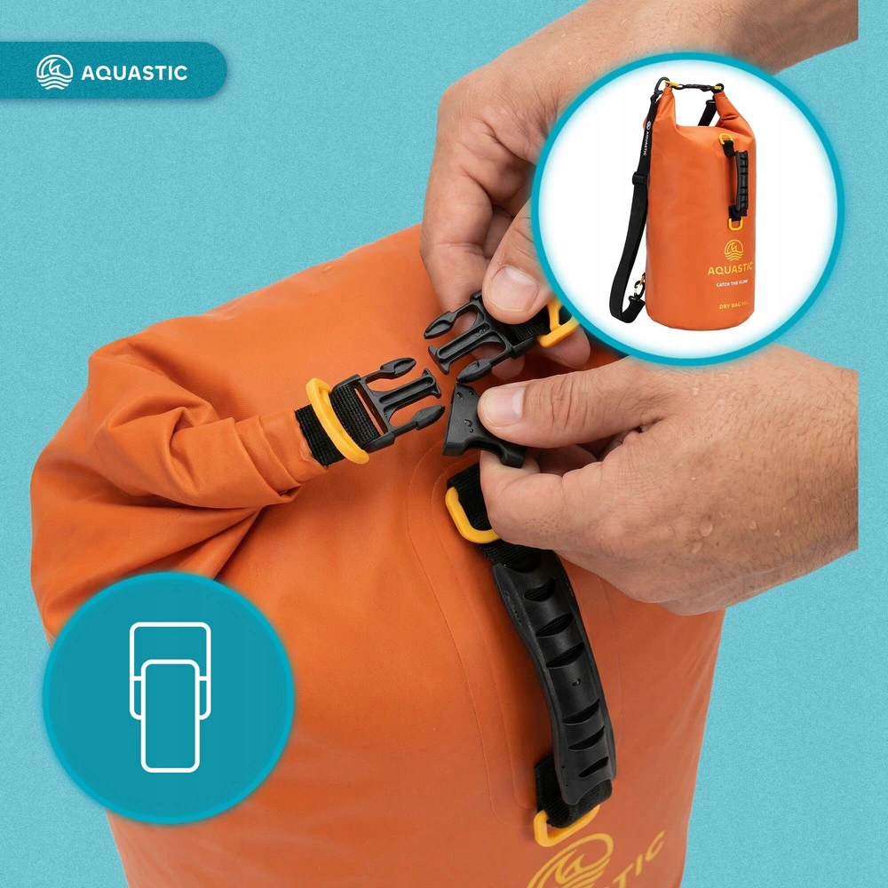 Vandeniui atsparus AQUASTIC Dry Bag 30l PVC oranžinis Valcuotas užsegimas