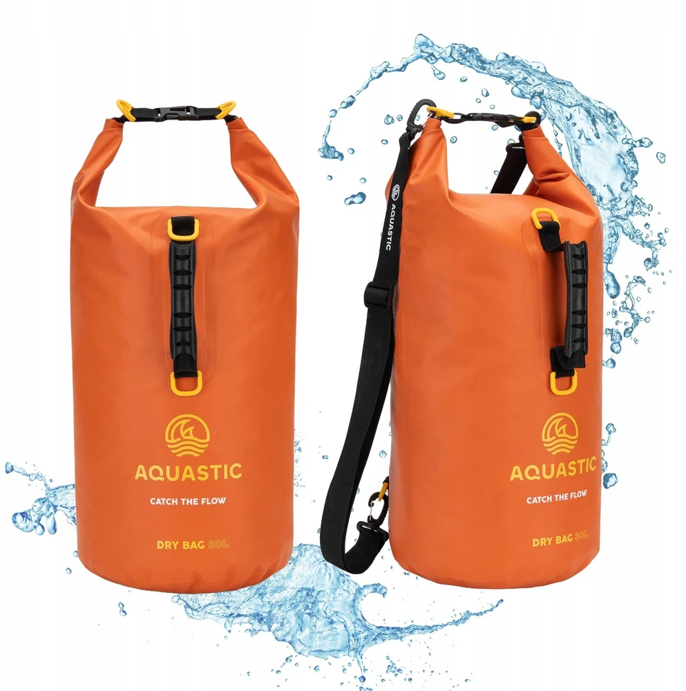 Vandeniui atsparus AQUASTIC Dry Bag 30l PVC oranžinis Valcuotas užsegimas