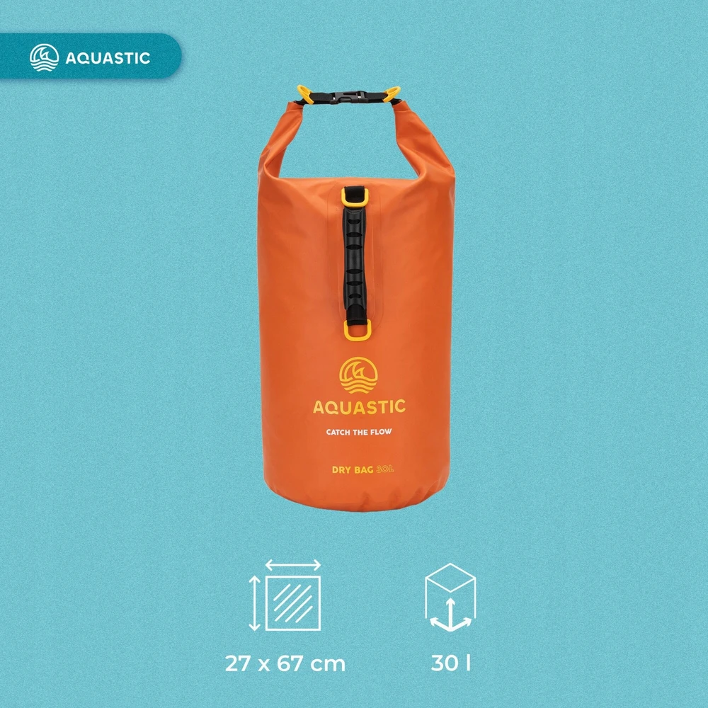 Vandeniui atsparus AQUASTIC Dry Bag 30l PVC oranžinis Valcuotas užsegimas